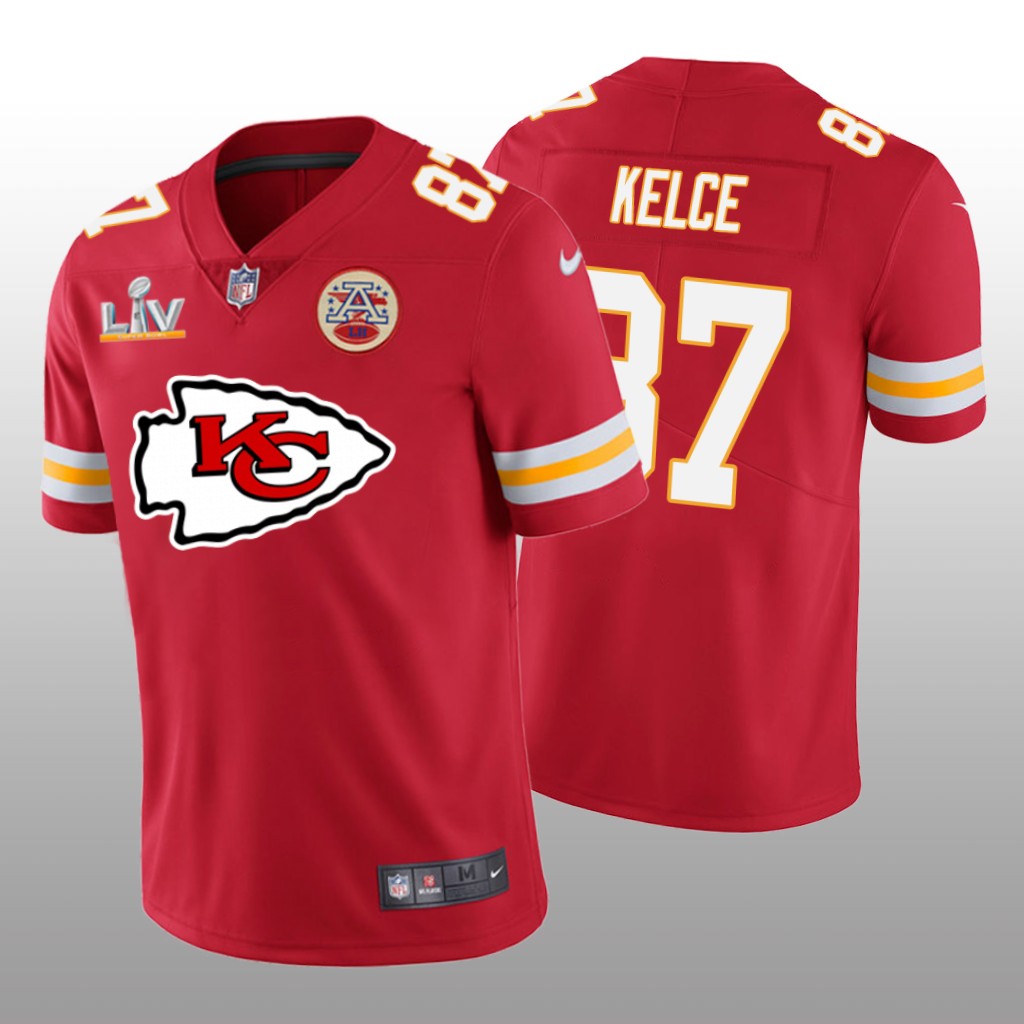 Kansas City Chiefs Travis Kelce Red Team Logo Super Bowl LV - Men's