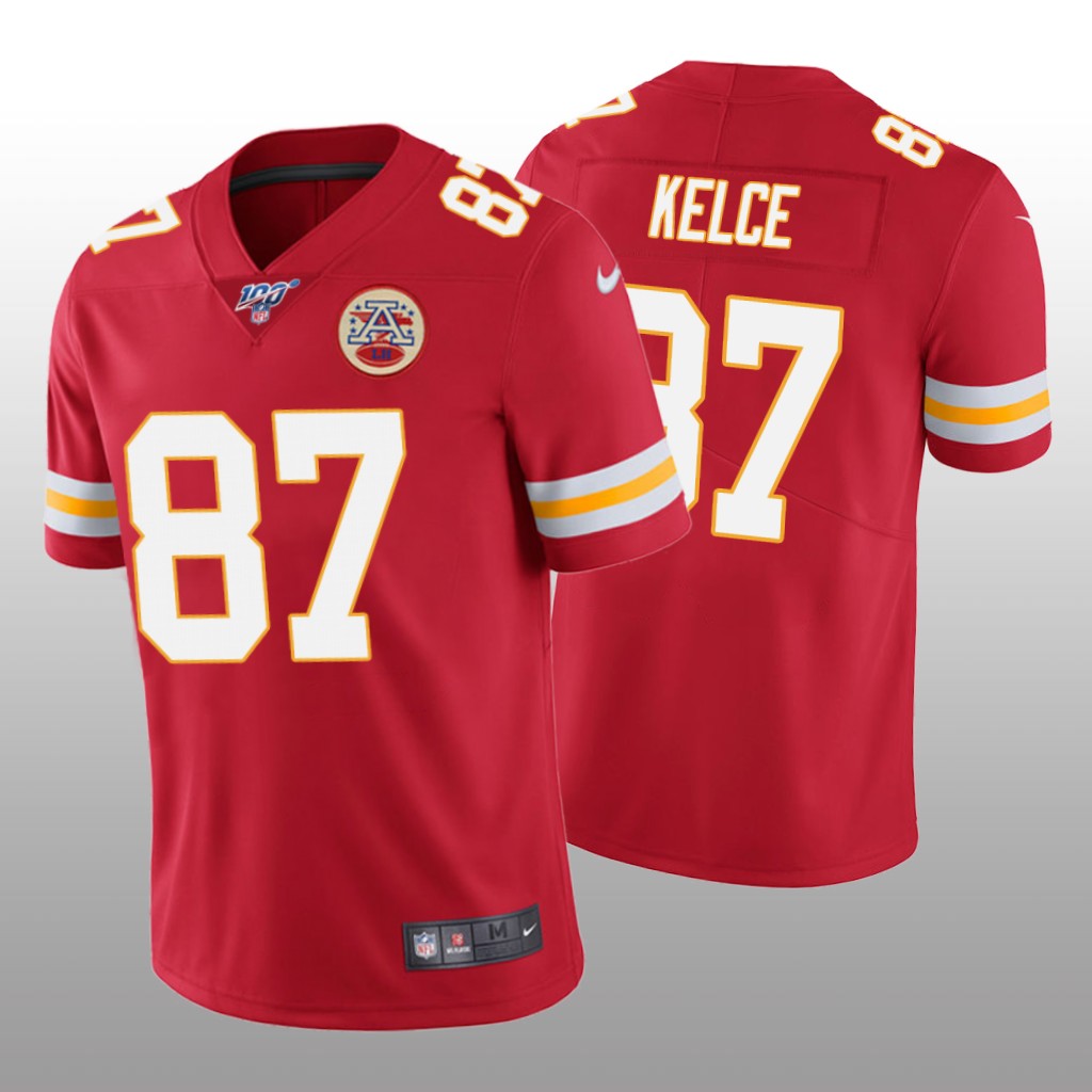 Kansas City Chiefs Travis Kelce Red Vapor Limited Jersey 100th Season - Men's