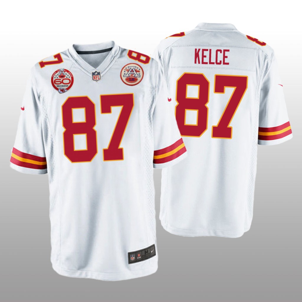 Kansas City Chiefs Travis Kelce White Game Jersey 60th Anniversary - Men's