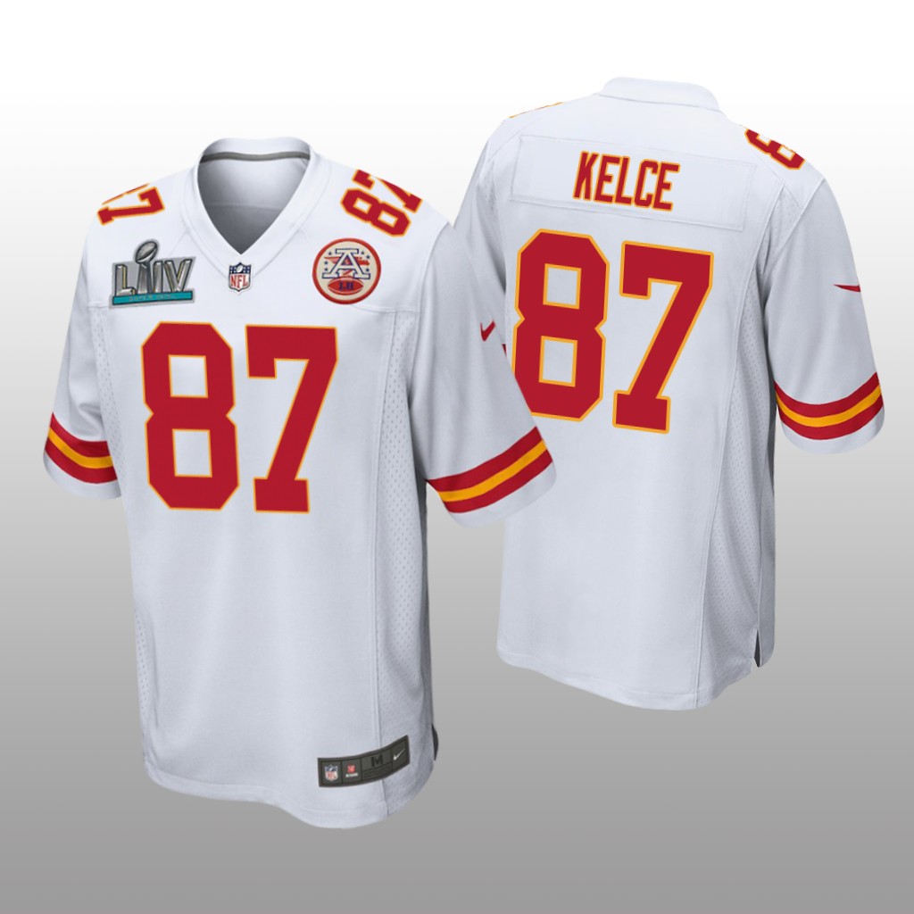 Kansas City Chiefs Travis Kelce White Game Jersey Super Bowl LIV - Men's