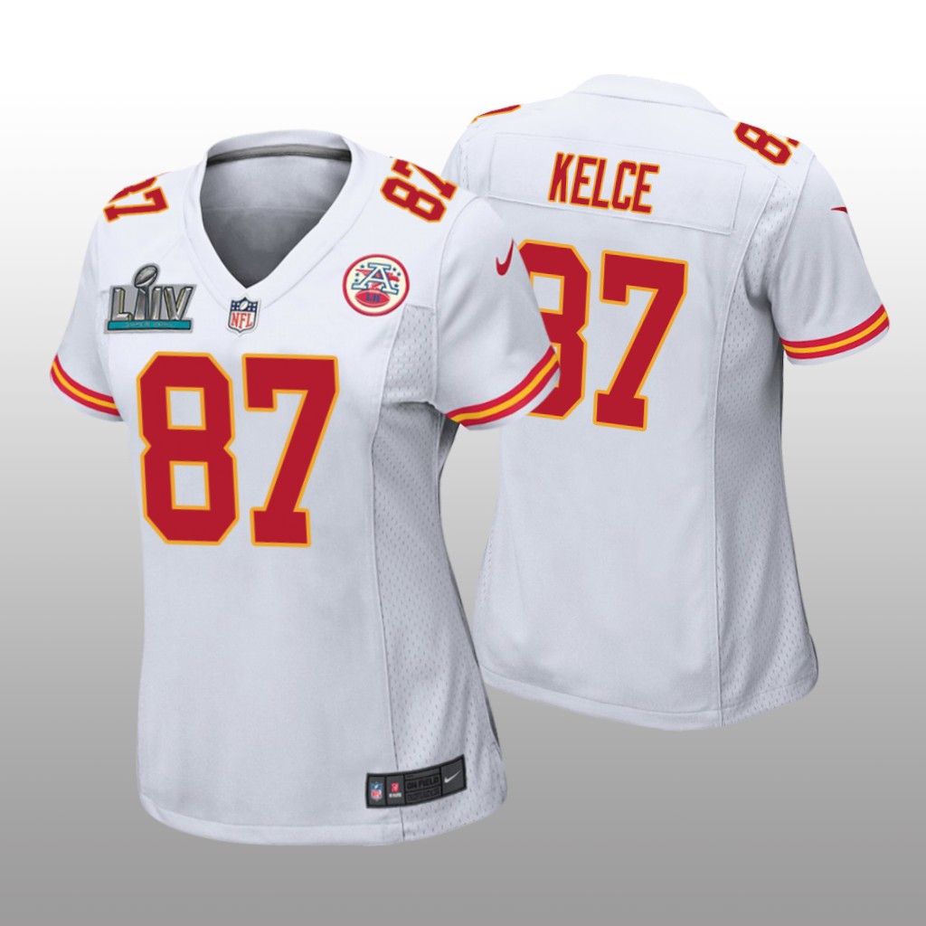 Kansas City Chiefs Travis Kelce White Game Jersey Super Bowl LIV - Women's