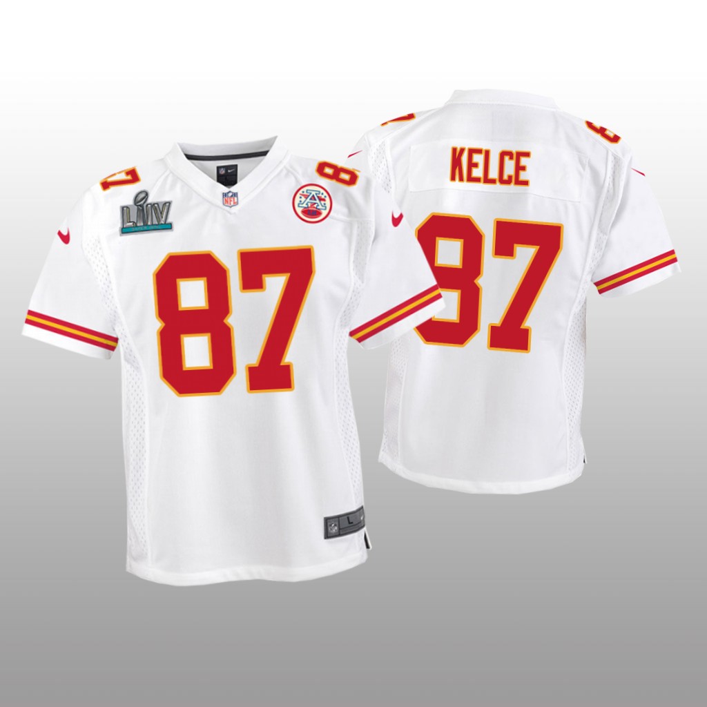 Kansas City Chiefs Travis Kelce White Game Jersey Super Bowl LIV - Youth