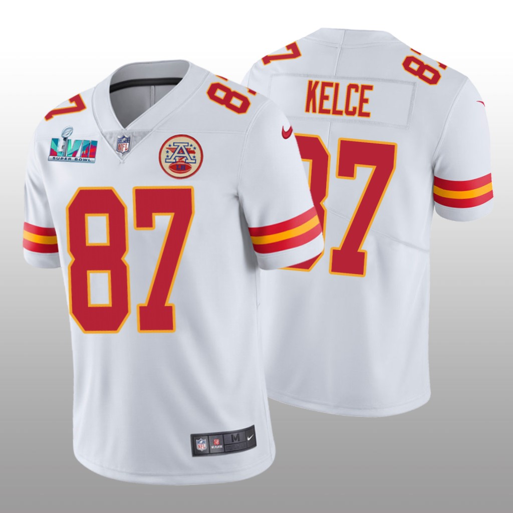 Kansas City Chiefs Travis Kelce White Vapor Limited Jersey Super Bowl LVII - Men's