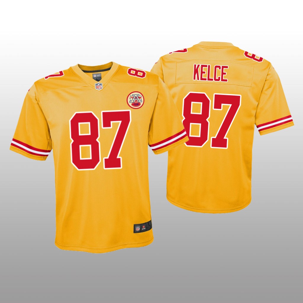Kansas City Chiefs Travis Kelce Yellow Jersey Inverted Game - Youth