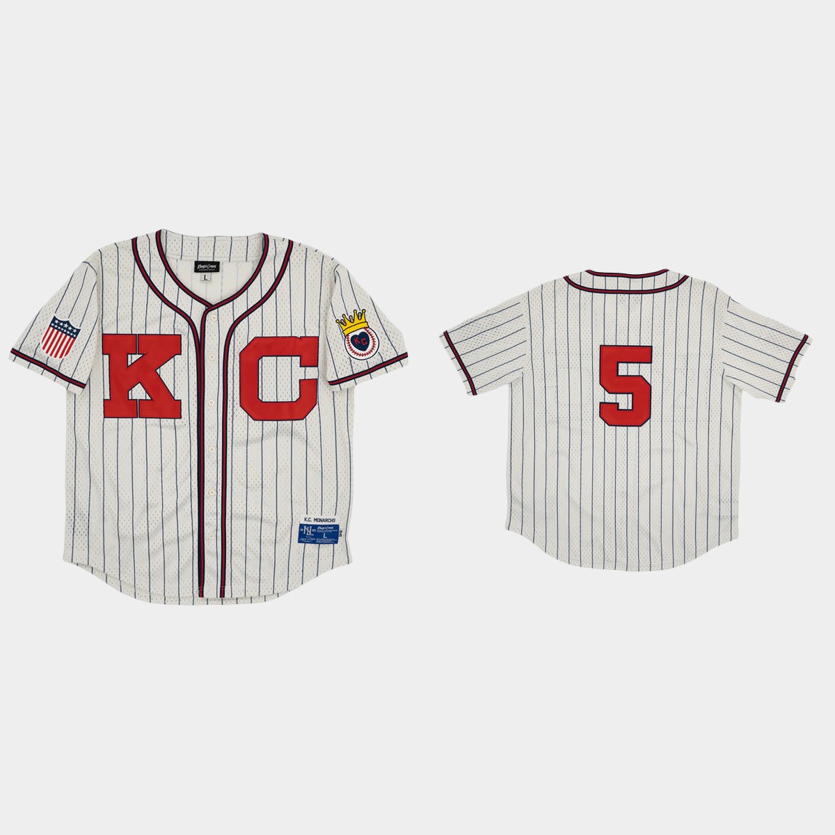 Kansas City Monarchs #5 Rings And Crwns Mesh Jersey - Cream