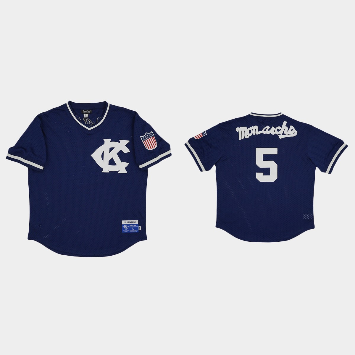 Kansas City Monarchs #5 Rings And Crwns Mesh Jersey - Navy