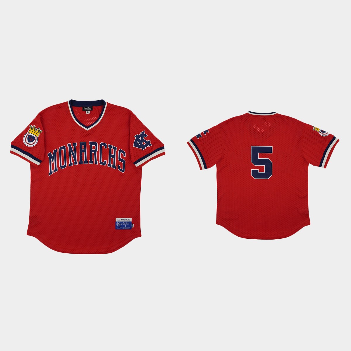 Kansas City Monarchs #5 Rings And Crwns Mesh Jersey - Red