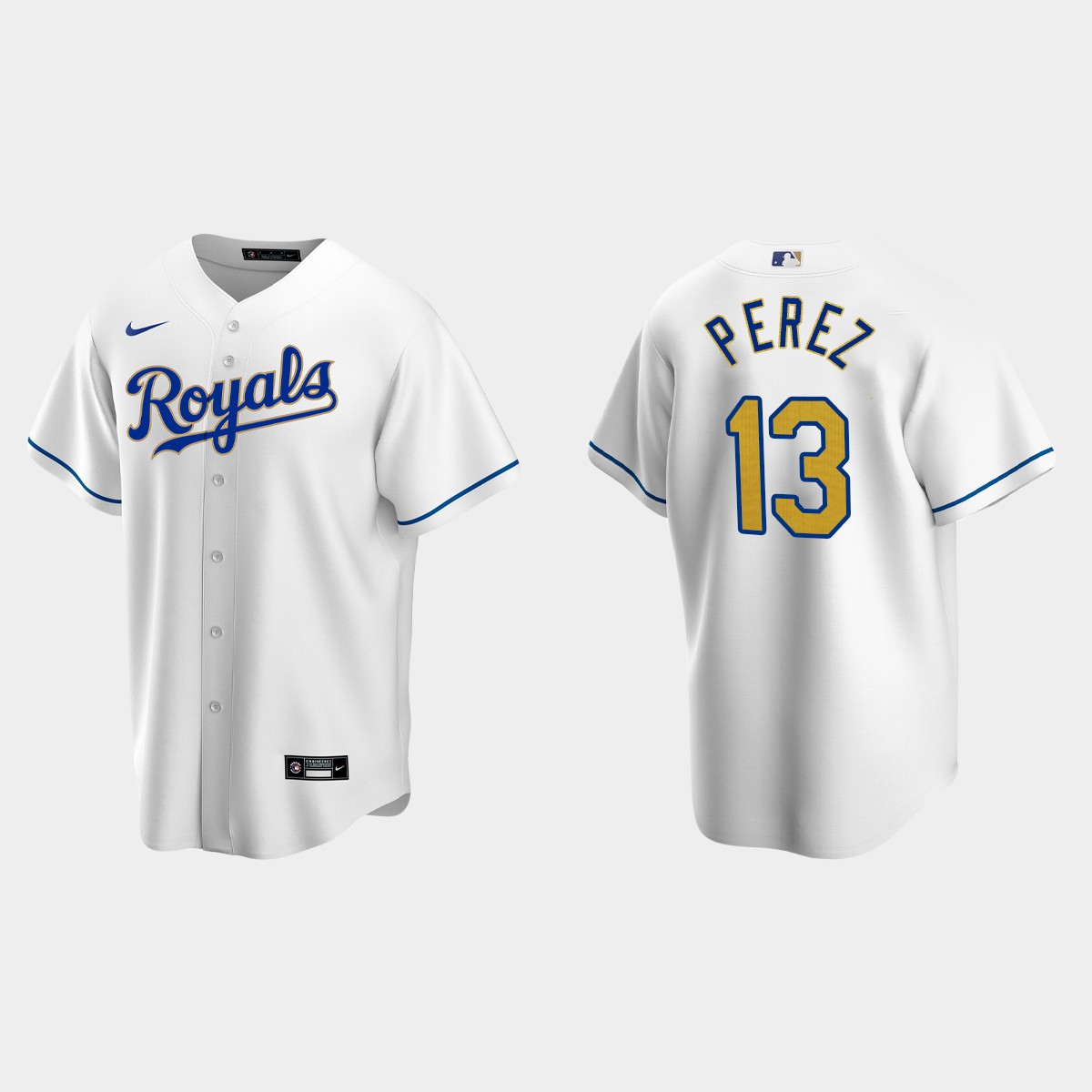 Kansas City Royals #13 Salvador Perez Cool Base Home Jersey - White