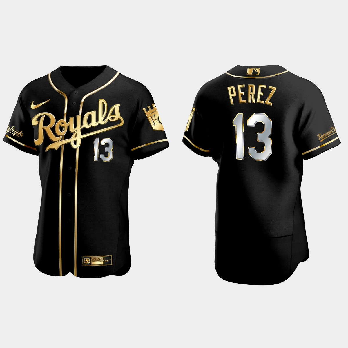 Kansas City Royals #13 Salvador Perez Golden Edition Jersey - Black