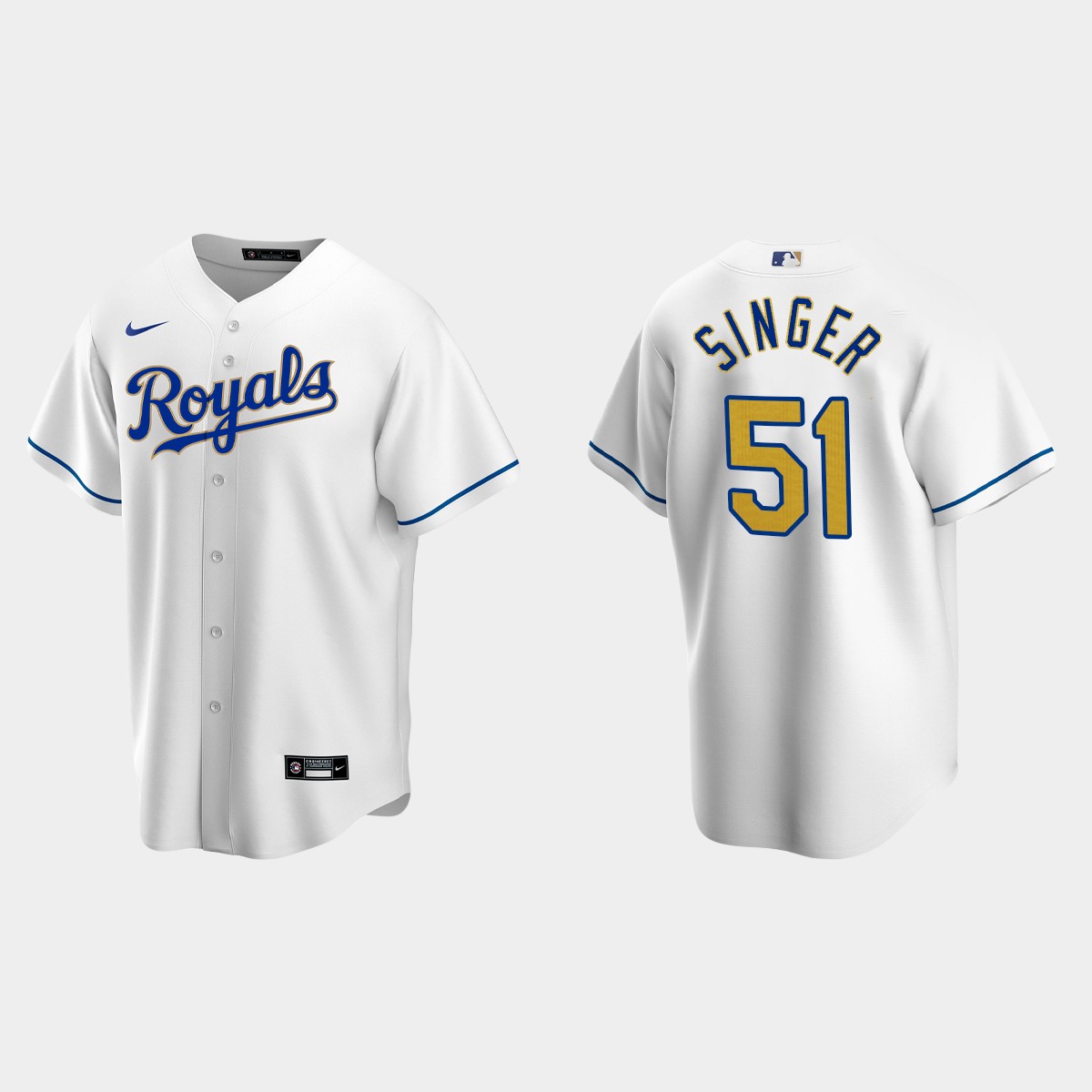 Kansas City Royals #51 Brady Singer Cool Base Home Jersey - White