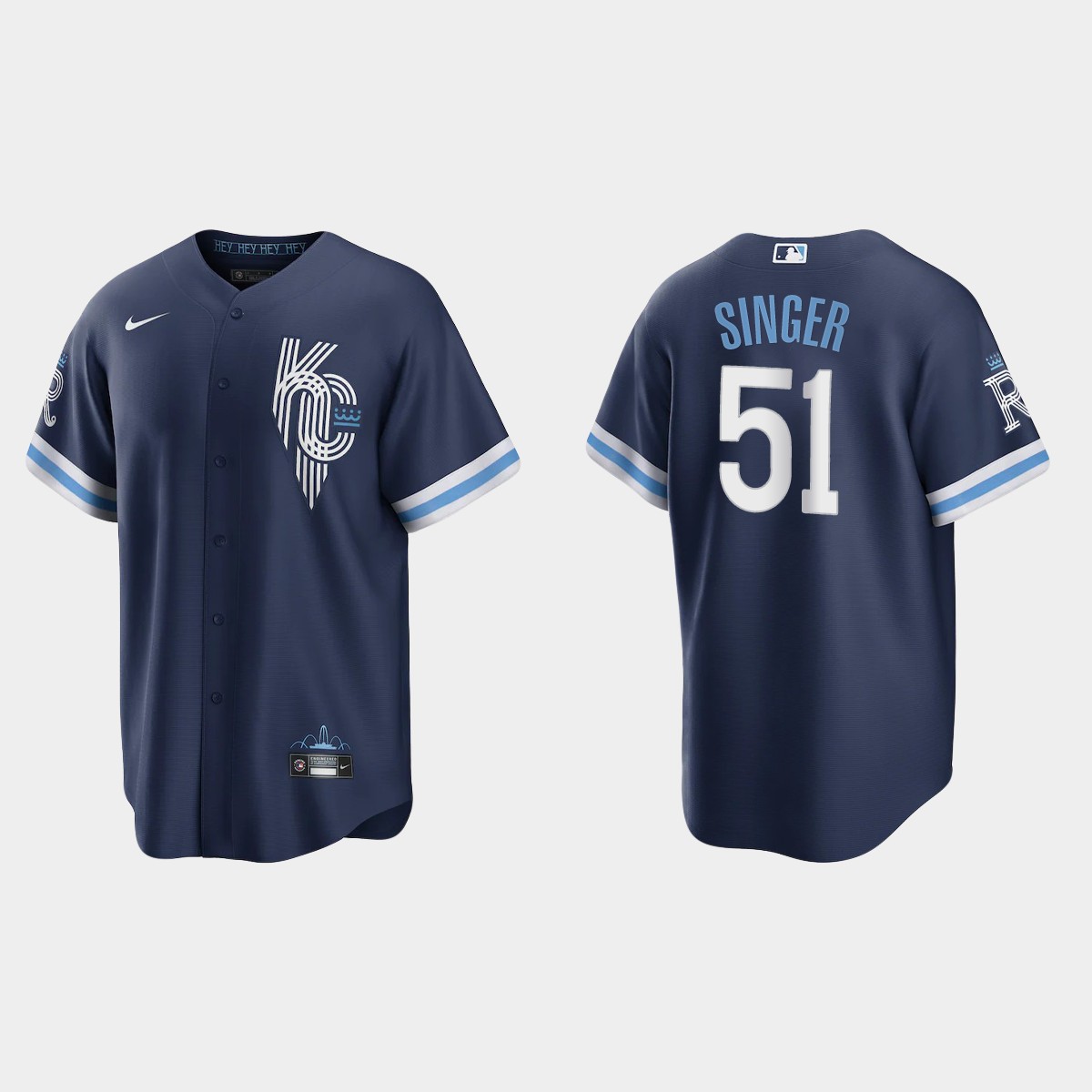Kansas City Royals Brady Singer 2022 City Connect Jersey - Navy