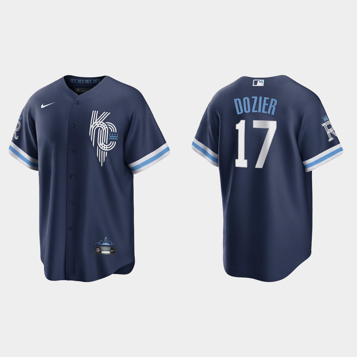 Kansas City Royals Hunter Dozier 2022 City Connect Jersey - Navy