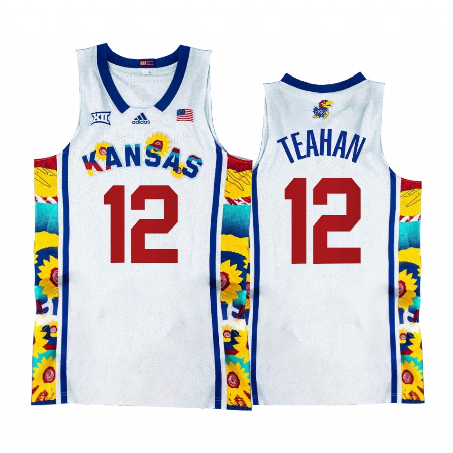 Kansas Jayhawks Chris Teahan Jersey 2022 Sunflower Showdown White  Uniform