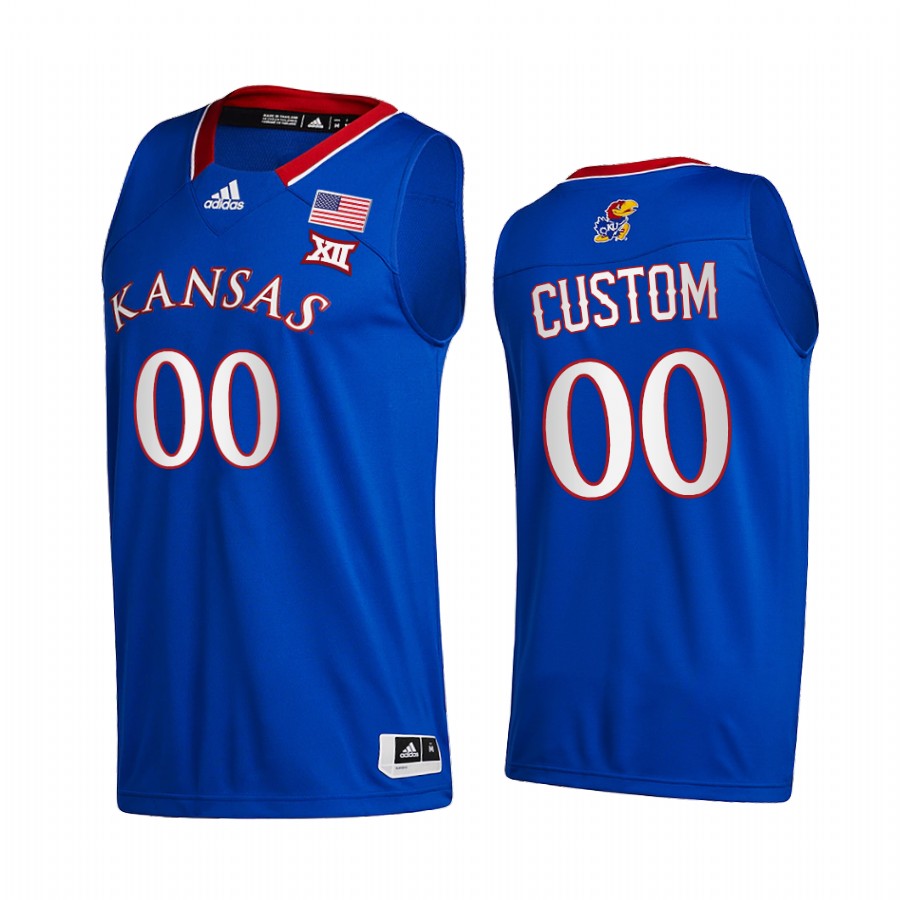 Kansas Jayhawks Custom 2020-21 Royal College  Jersey New Season League patch