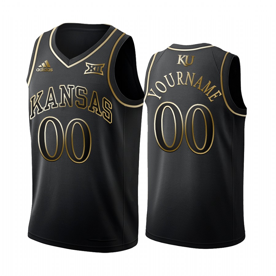 Kansas Jayhawks Custom Black Golden Edition Limited Jersey College