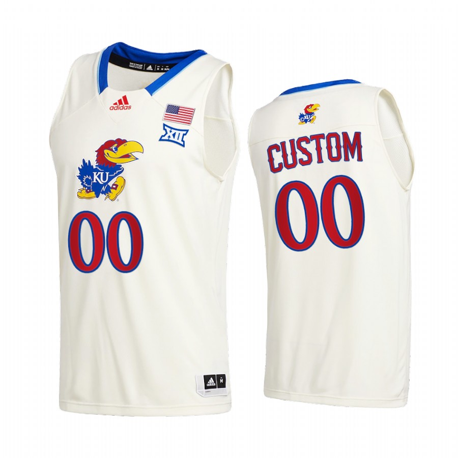Kansas Jayhawks Custom Cream College  2020-21 New Season Jersey