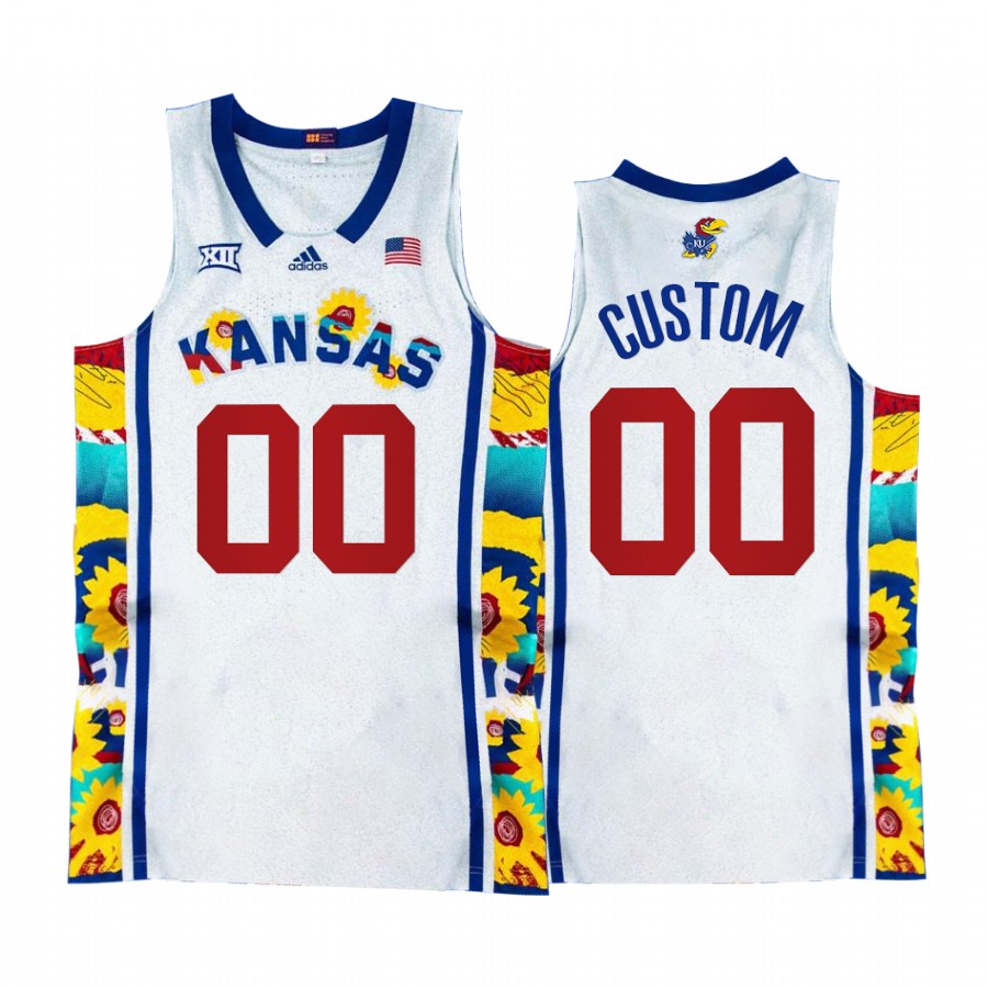 Kansas Jayhawks Custom Jersey 2022 Sunflower Showdown White  Uniform