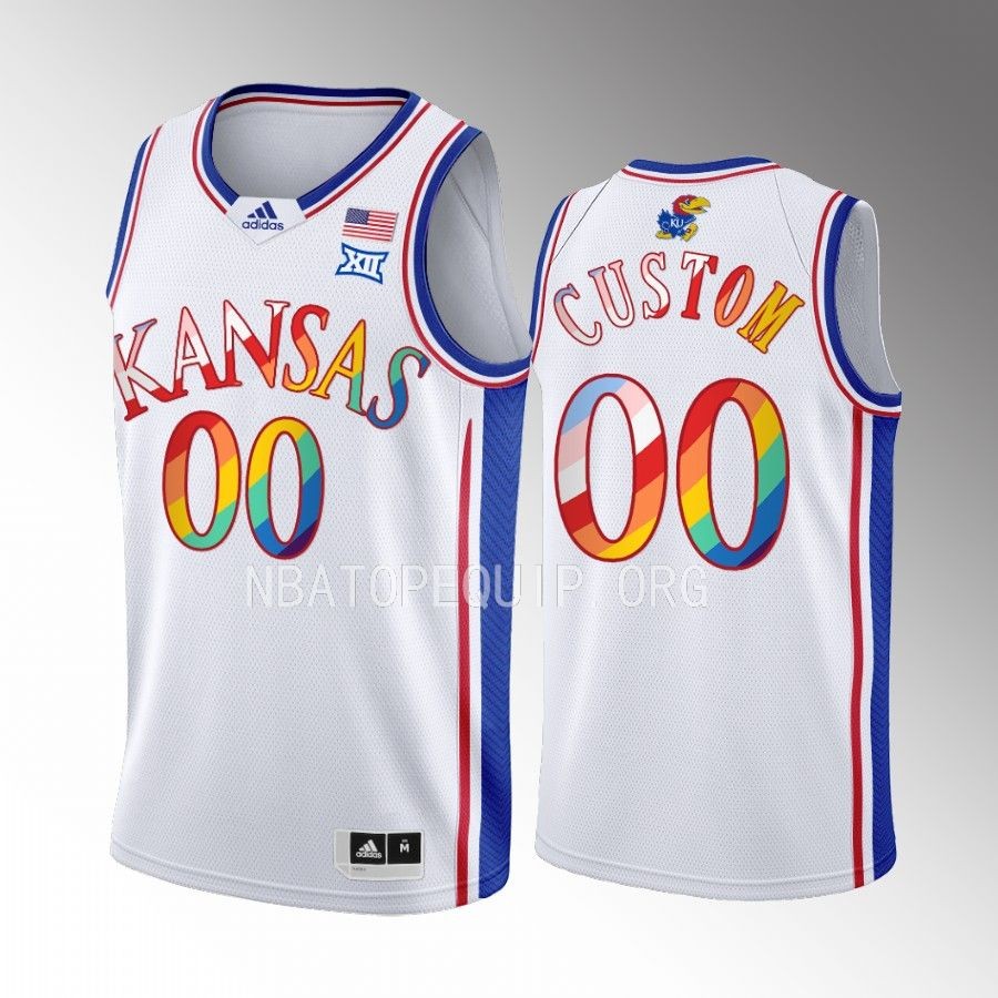 Kansas Jayhawks Custom Jersey 2023 Pride White  Uniform