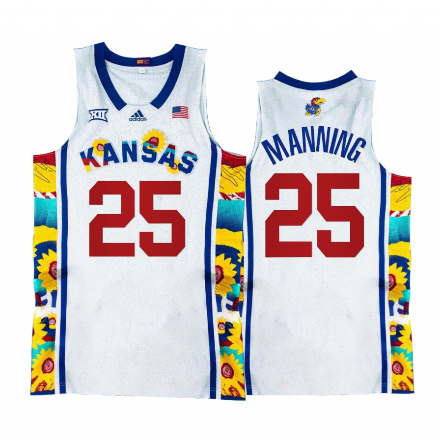 Kansas Jayhawks Danny Manning Jersey Sunflower Showdown White  Uniform