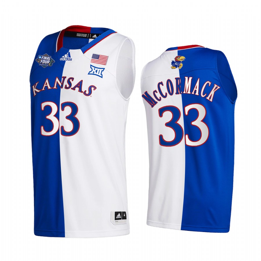 Kansas Jayhawks David McCormack Jersey 2022 NCAA National Champions Royal White Split Edition Uniform