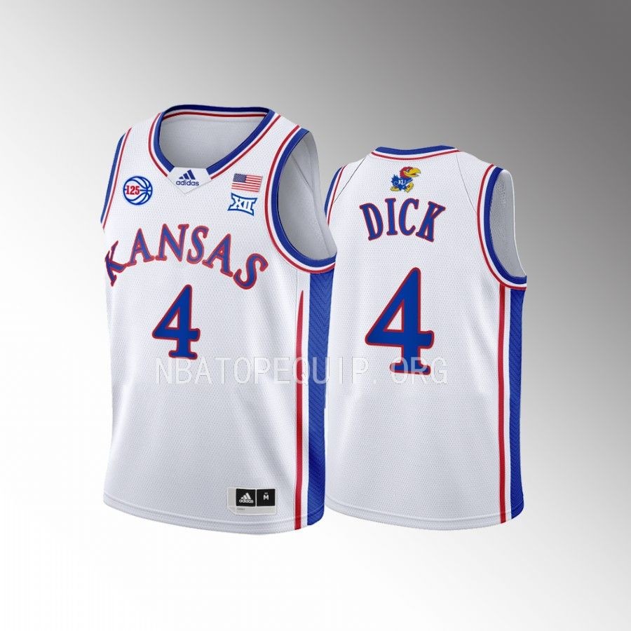 Kansas Jayhawks Gradey Dick College  White Youth Jersey #4