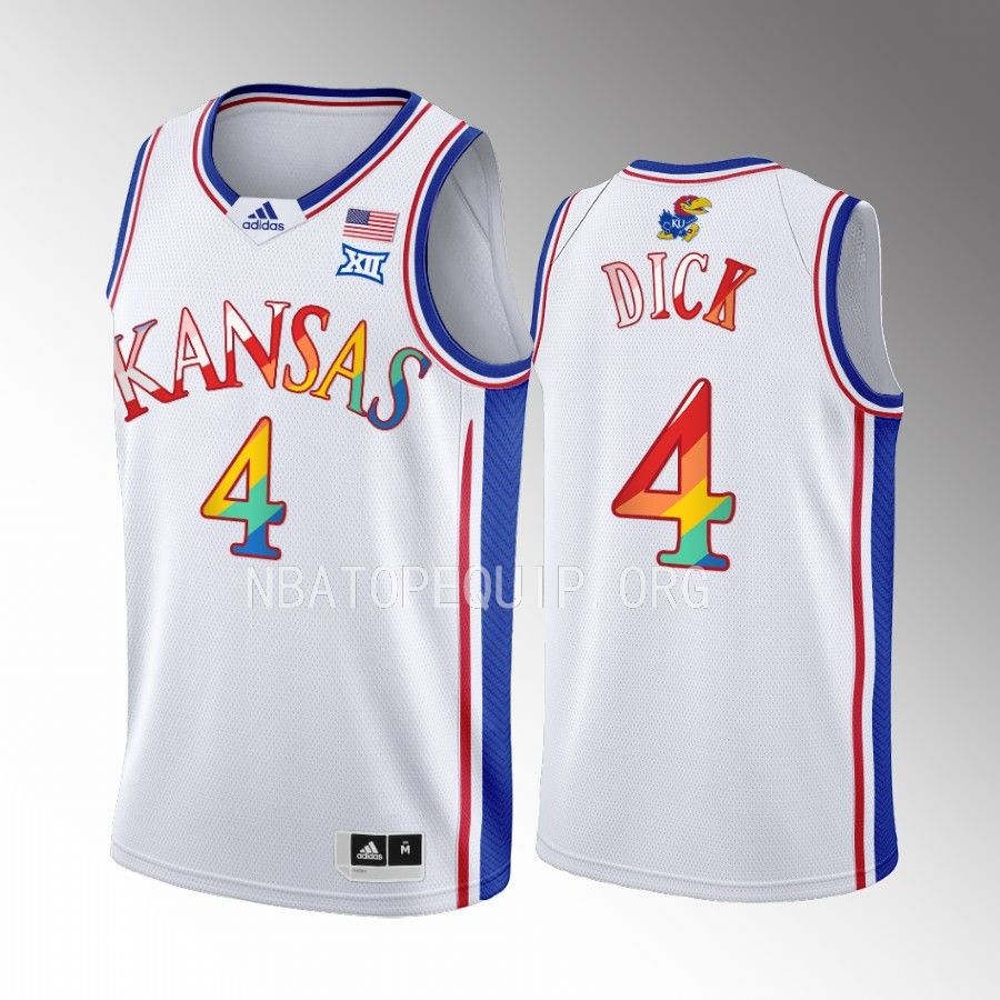 Kansas Jayhawks Gradey Dick Jersey 2023 Pride White  Uniform
