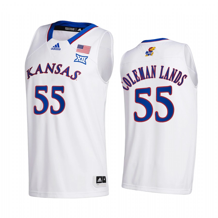 Kansas Jayhawks Jalen Coleman-Lands Jersey 2021-22 College  White Home Uniform