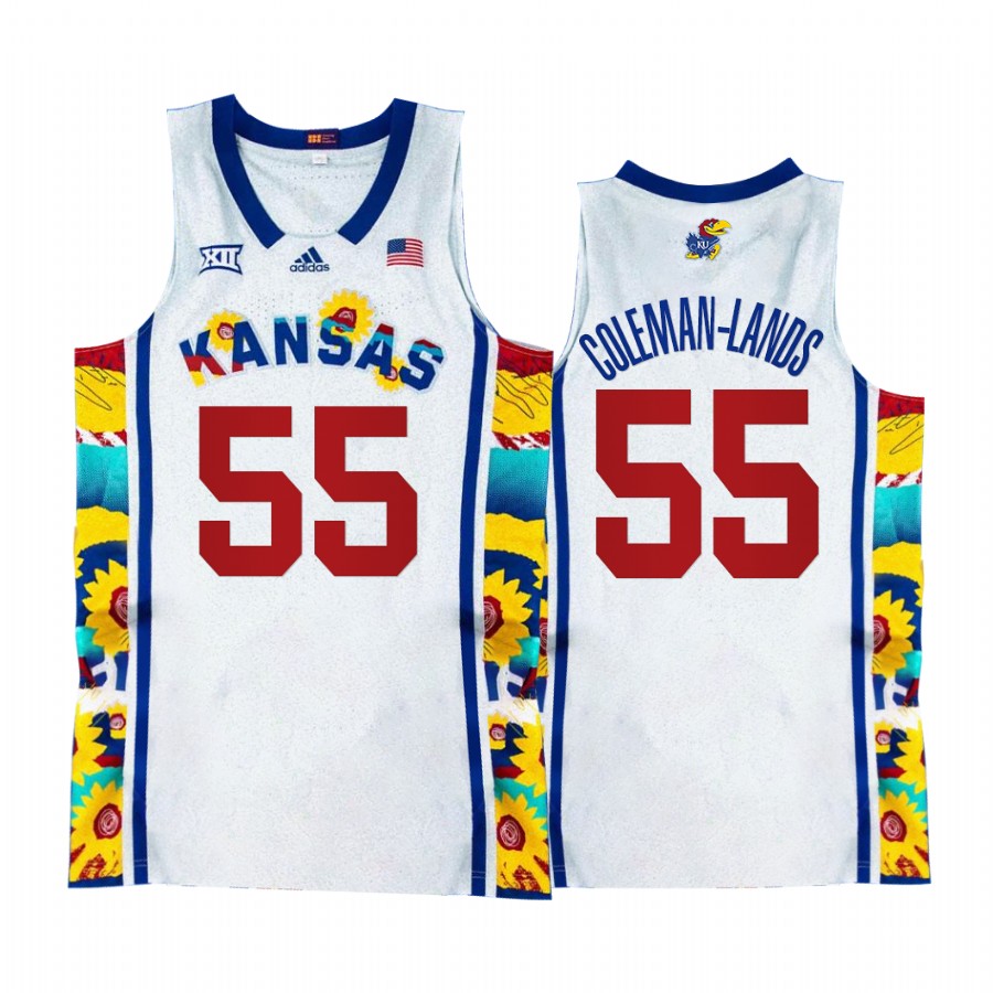 Kansas Jayhawks Jalen Coleman-Lands Jersey 2022 Sunflower Showdown White  Uniform