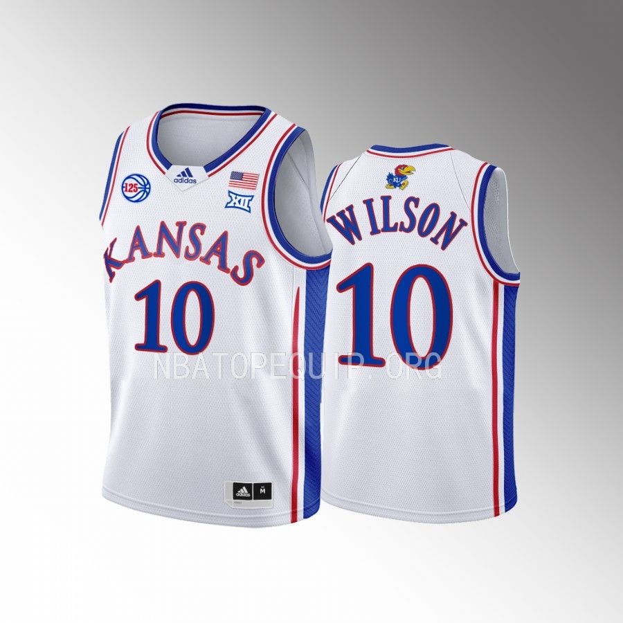 Kansas Jayhawks Jalen Wilson College  White Youth Jersey #10
