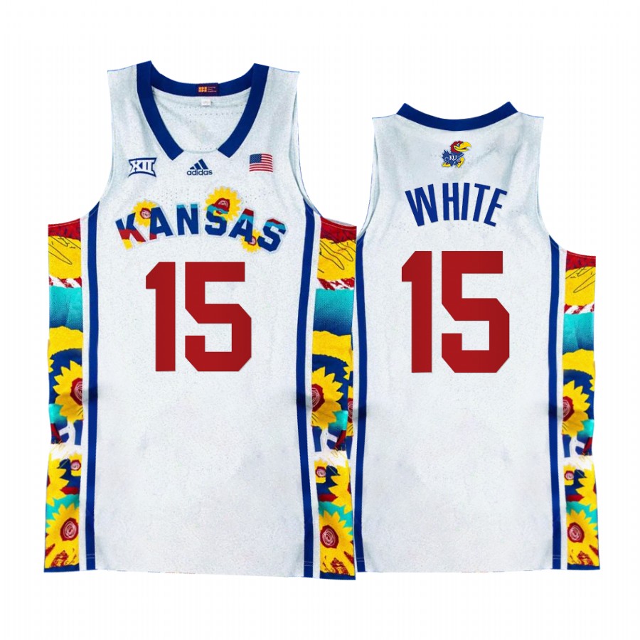 Kansas Jayhawks Jo Jo White Jersey Sunflower Showdown White  Uniform