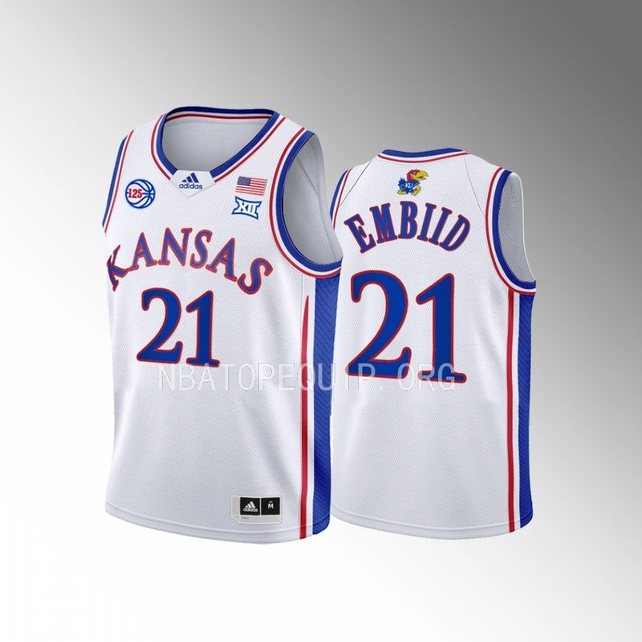 Kansas Jayhawks Joel Embiid College  White Youth Jersey #21