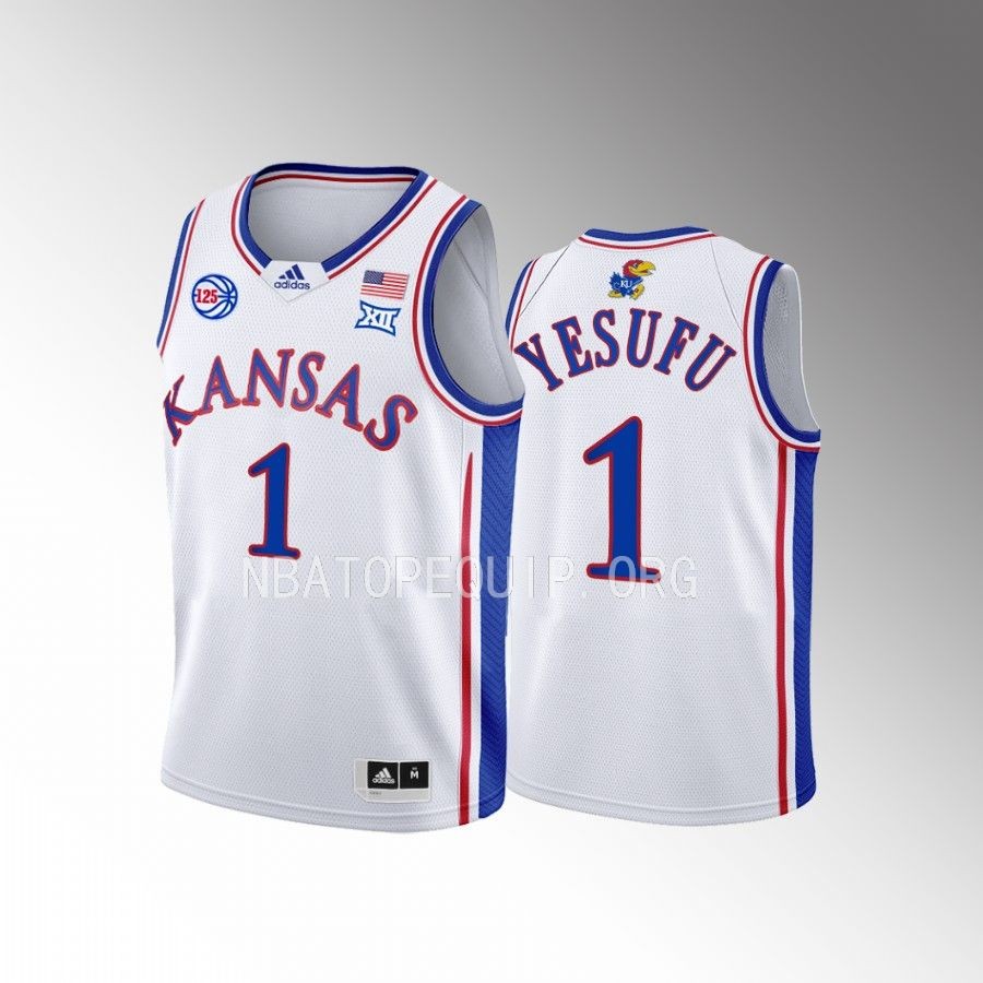 Kansas Jayhawks Joseph Yesufu College  White Youth Jersey #1