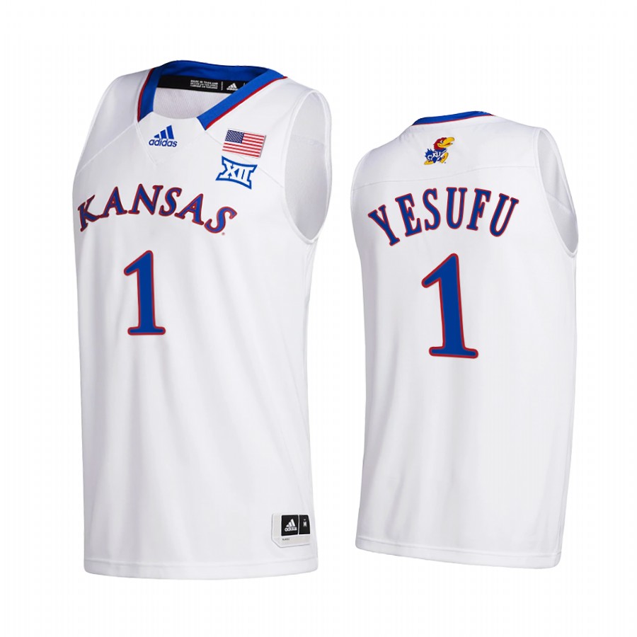 Kansas Jayhawks Joseph Yesufu Jersey 2021-22 College  White Home Uniform