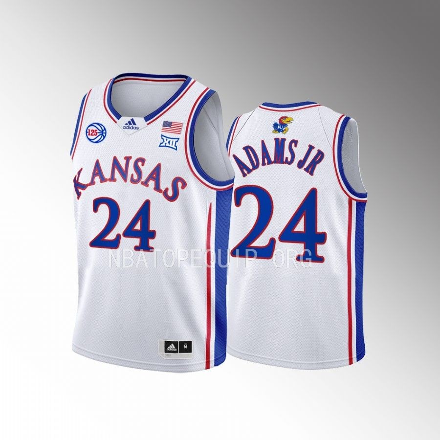 Kansas Jayhawks K.J. Adams Jr. College  White Youth Jersey #24