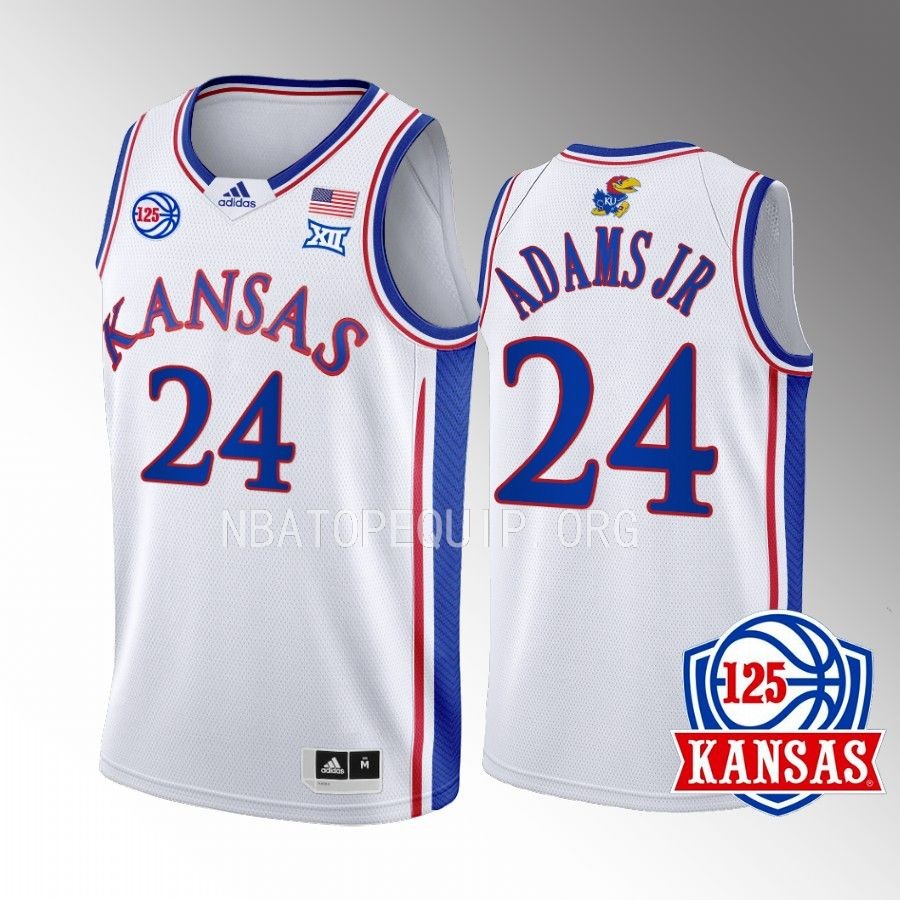 Kansas Jayhawks K.J. Adams Jr. Jersey 2022-23 125th Year White Home Uniform