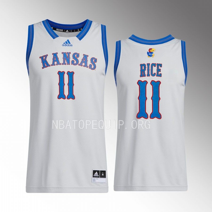 Kansas Jayhawks M.J. Rice Jersey 2022-23 Swingman  Grey Uniform