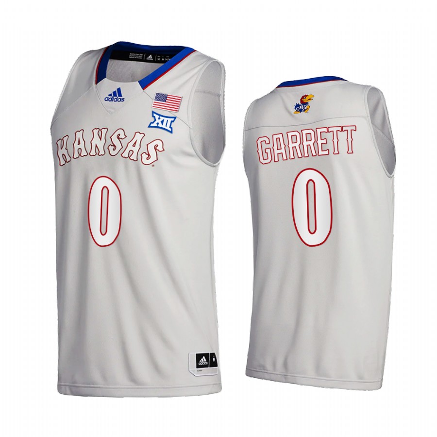 Kansas Jayhawks Marcus Garrett 2020-21 Gray College  Jersey New Season League patch