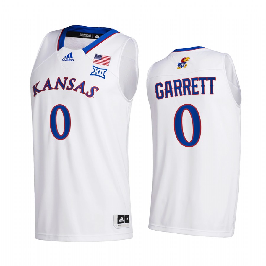 Kansas Jayhawks Marcus Garrett 2020-21 White Home Jersey New Season League patch