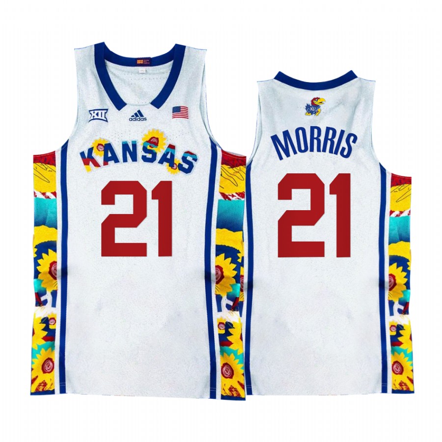 Kansas Jayhawks Markieff Morris Jersey Sunflower Showdown White  Uniform