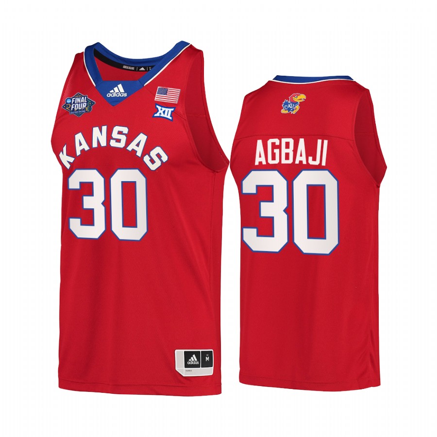 Kansas Jayhawks Ochai Agbaji 2022 March Madness Final Four #30 Jersey Red Reverse Retro
