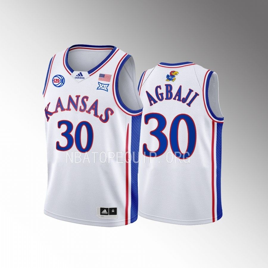 Kansas Jayhawks Ochai Agbaji College  White Youth Jersey #30