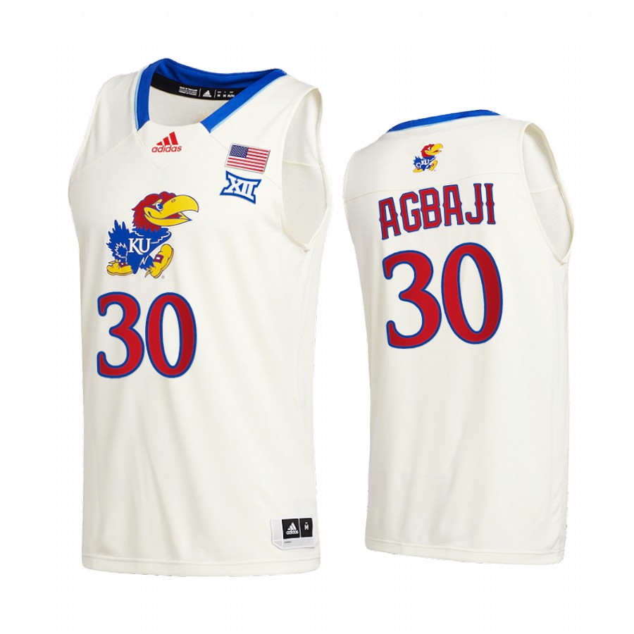 Kansas Jayhawks Ochai Agbaji Cream College  2020-21 New Season Jersey