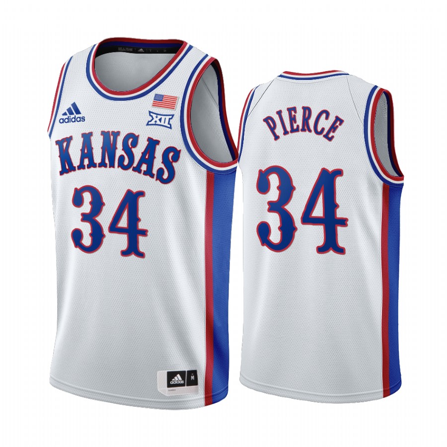 Kansas Jayhawks Paul Pierce White 1990s Throwback Retired Player Jersey College