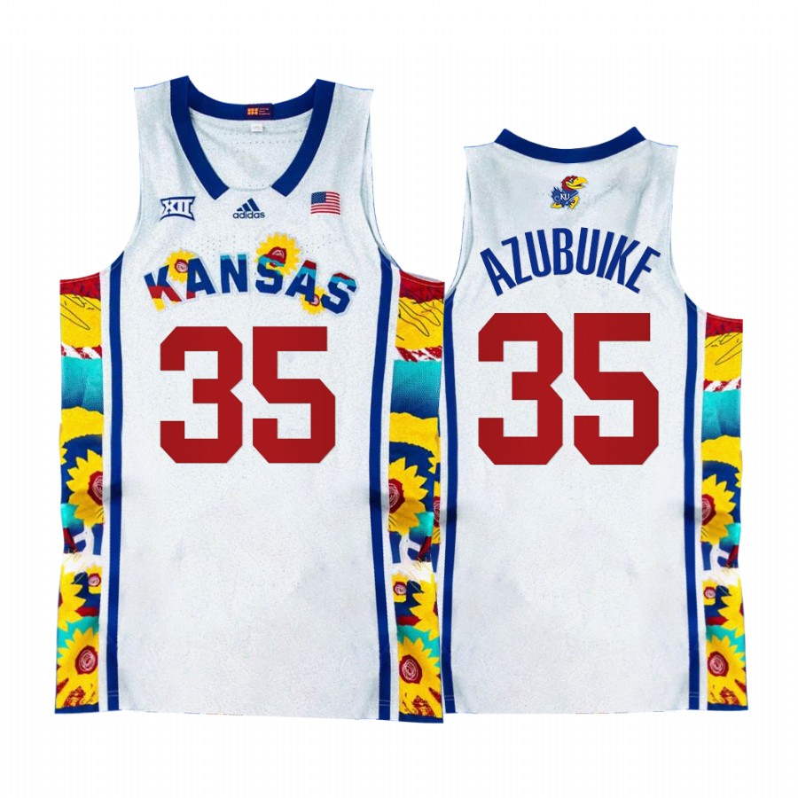 Kansas Jayhawks Udoka Azubuike Jersey Sunflower Showdown White  Uniform