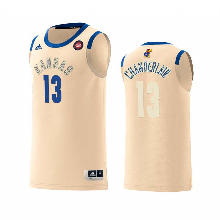 Kansas Jayhawks Wilt Chamberlain Cream Harlem Renaissance Jersey Los Angeles Lakers