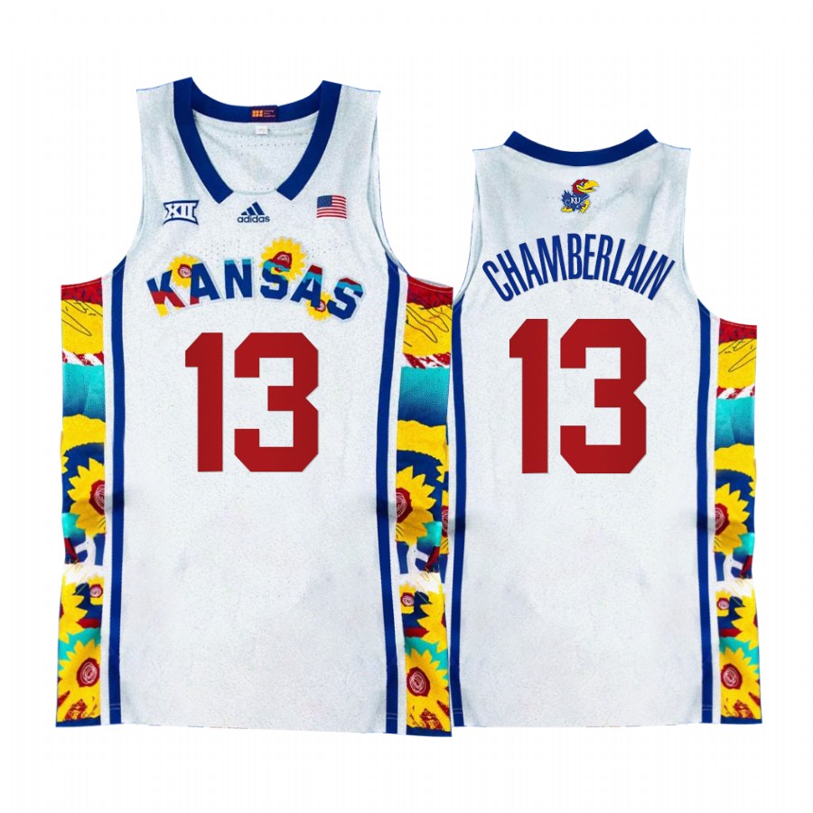 Kansas Jayhawks Wilt Chamberlain Jersey Sunflower Showdown White  Uniform