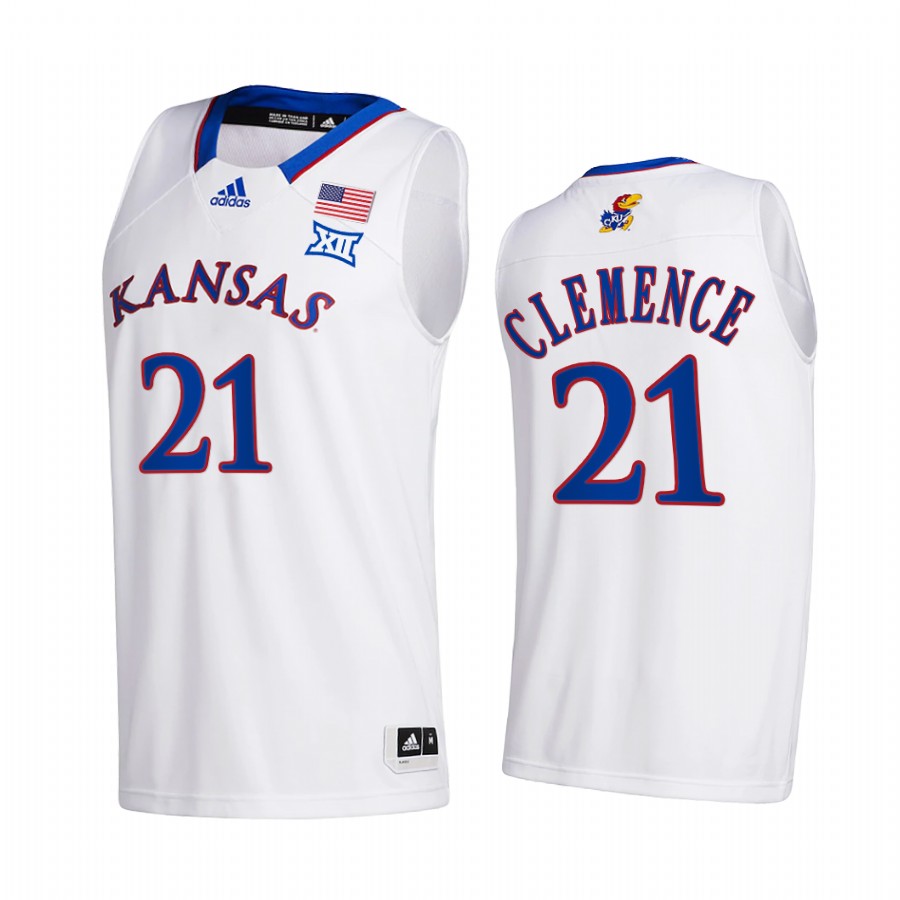 Kansas Jayhawks Zach Clemence Jersey 2021-22 College  White Home Uniform