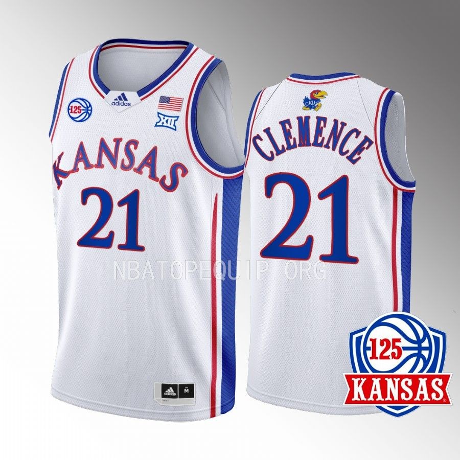 Kansas Jayhawks Zach Clemence Jersey 2022-23 125th Year White Home Uniform
