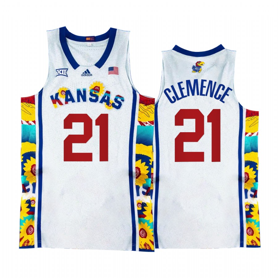 Kansas Jayhawks Zach Clemence Jersey 2022 Sunflower Showdown White  Uniform