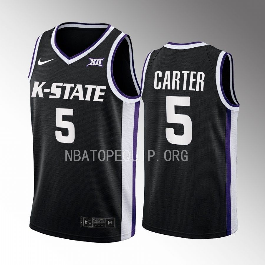 Kansas State Wildcats Cam Carter Jersey 2022-23 Alternate  Black Uniform
